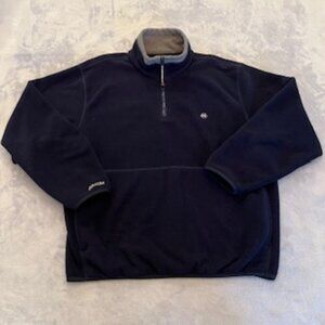 Nautica Men's Blue And Gray Sweatshirt With 1/4 Zipper Fleece Long Sleeve Large